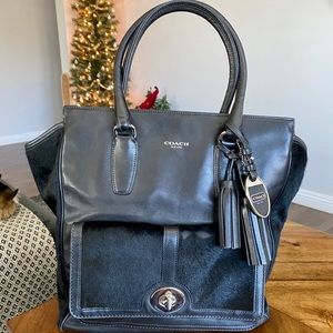 Coach Legacy genuine black leather/calf hair purse